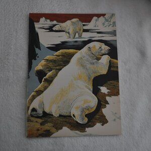 Polar Bears 1950s wildlife book illustration Lee Ames bookplate vintage print